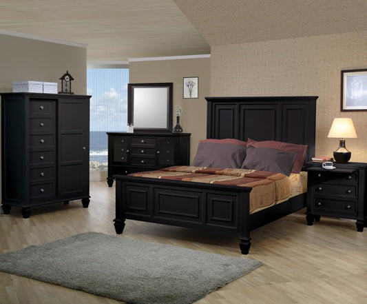 Sandy Beach - Sandy Beach California King Panel Bed with High Headboard Black