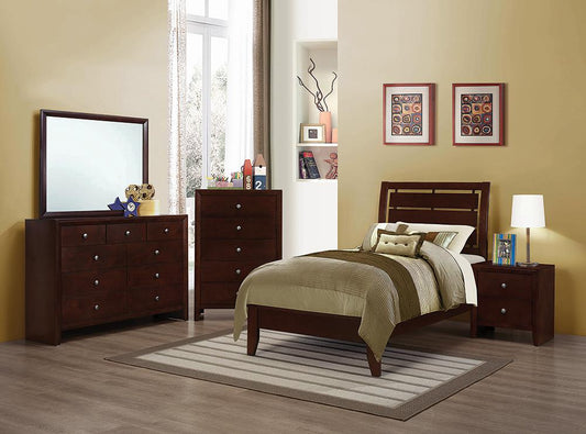 Serenity - Serenity Twin Panel Bed with Cut-out Headboard Rich Merlot