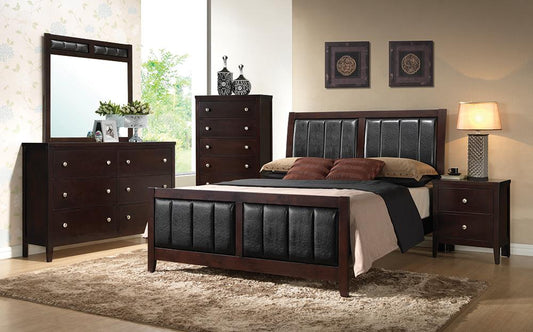 Carlton - Carlton Eastern King Upholstered Bed Cappuccino and Black