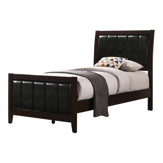 Carlton - Carlton Twin Upholstered Panel Bed Cappuccino and Black