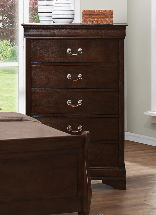 Louis Philippe - Louis Philippe 5-drawer Chest with Silver Bails Cappuccino