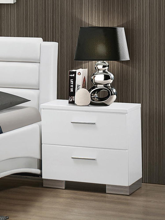 Felicity - Felicity 2-drawer Nightstand Glossy White