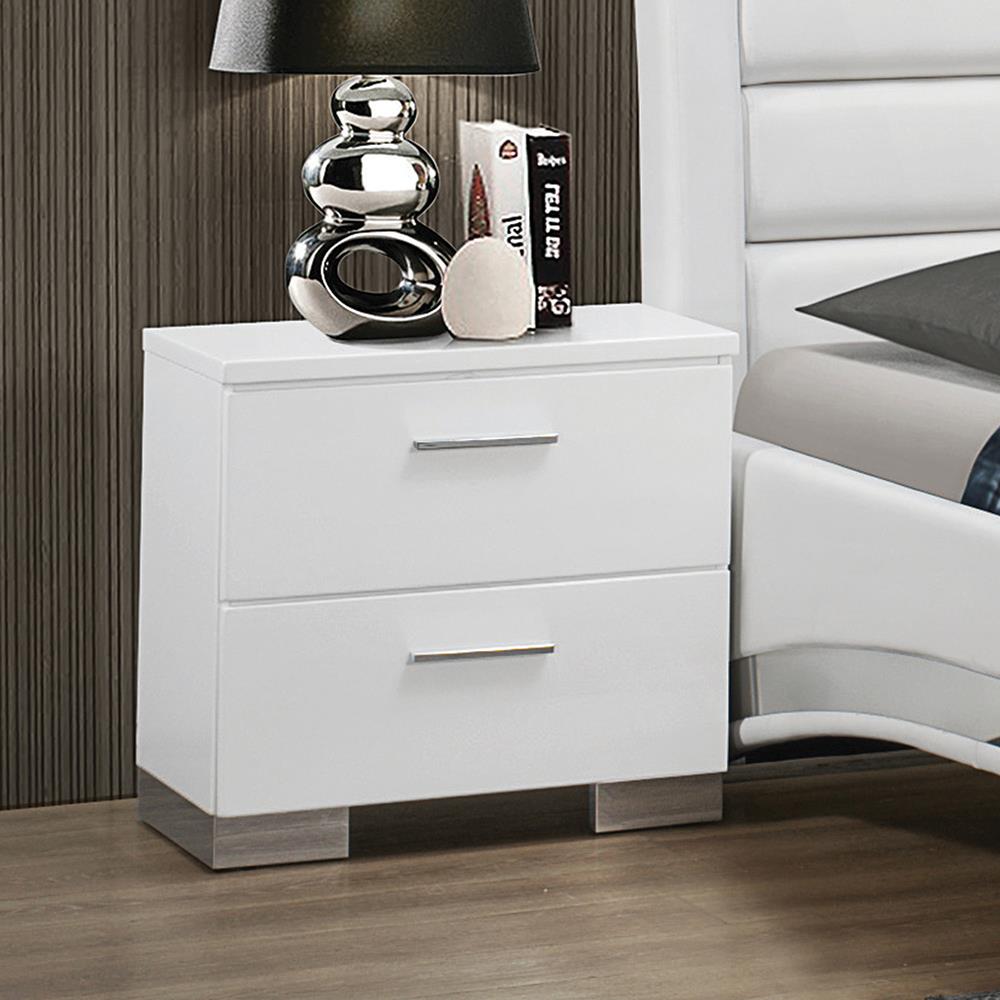 Felicity - Felicity 2-drawer Nightstand Glossy White