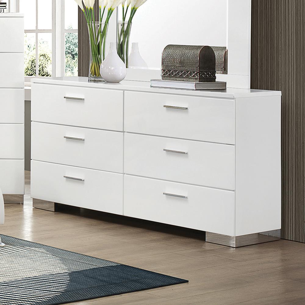 Felicity - Felicity 6-drawer Dresser Glossy White