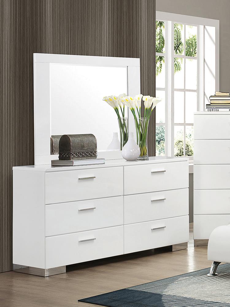Felicity - Felicity 6-drawer Dresser Glossy White