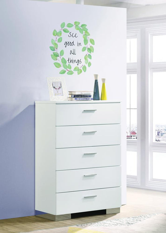 Felicity - Felicity 5-drawer Chest Glossy White