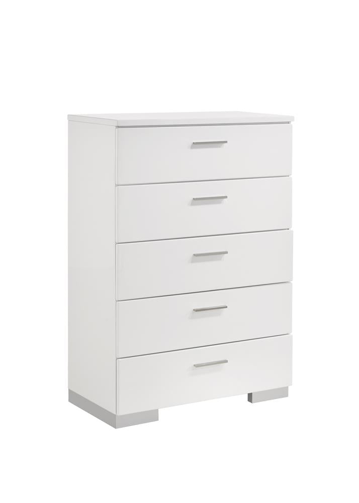 Felicity - Felicity 5-drawer Chest Glossy White