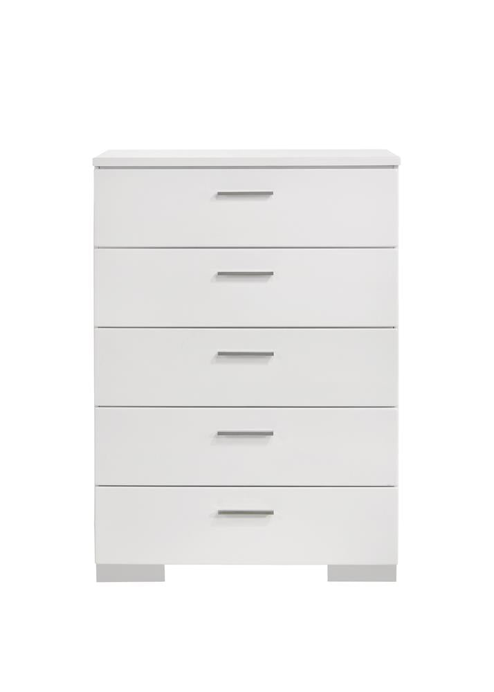 Felicity - Felicity 5-drawer Chest Glossy White