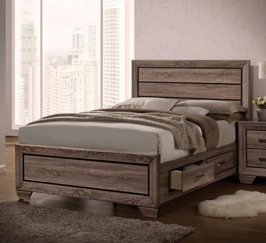 Kauffman - Kauffman Eastern King Storage Bed Washed Taupe