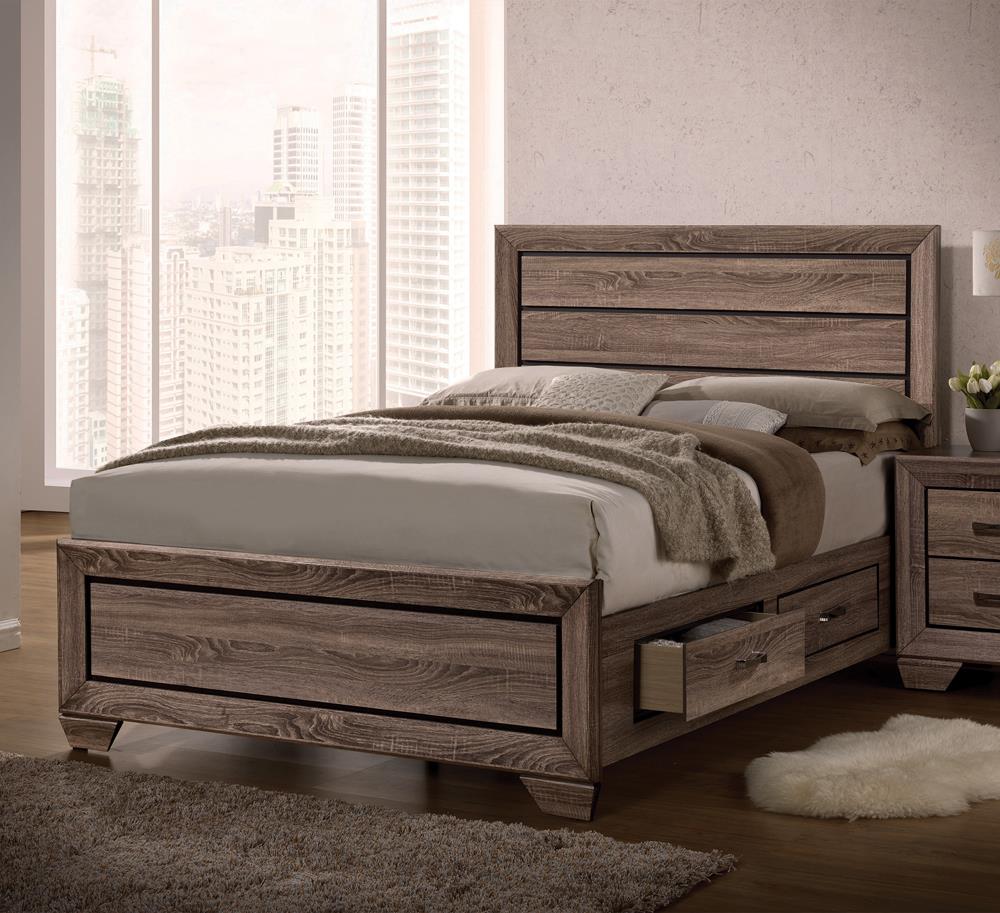 Kauffman - Kauffman Queen Storage Bed Washed Taupe