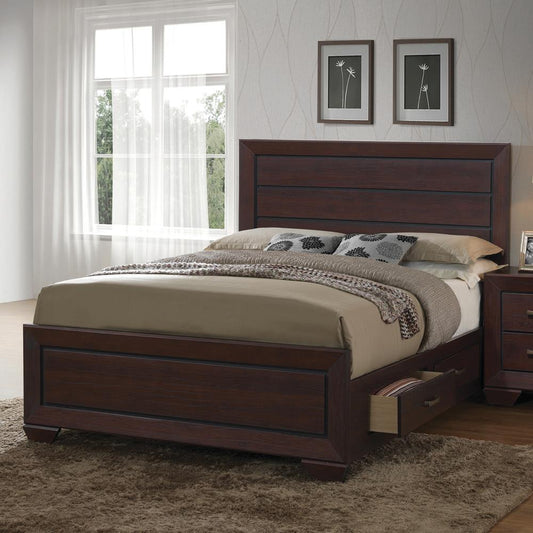 Kauffman - Kauffman Eastern King Storage Bed Dark Cocoa