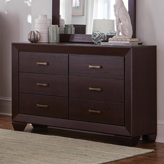 Kauffman - Kauffman 6-drawer Dresser Dark Cocoa