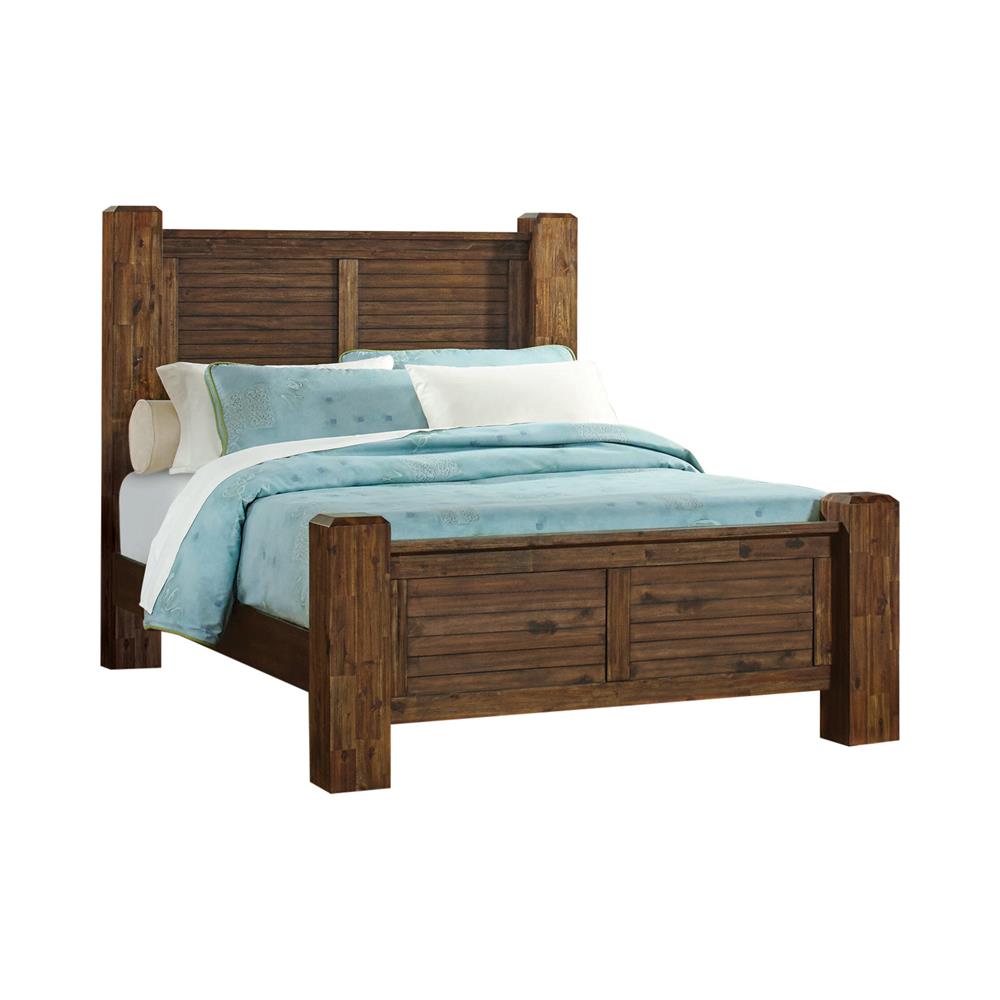 Sutter Creek - Sutter Creek Queen Bed with Block Posts Vintage Bourbon