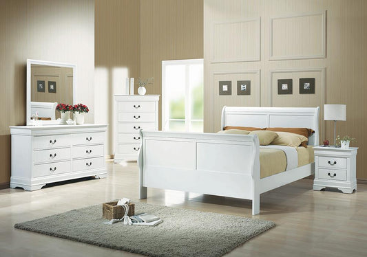 Louis Philippe - Louis Philippe Queen Sleigh Panel Bed White