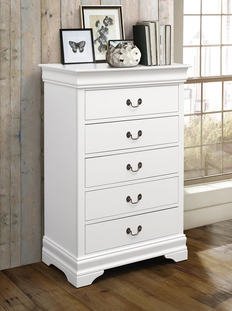 Louis Philippe - Louis Philippe 5-drawer Chest White