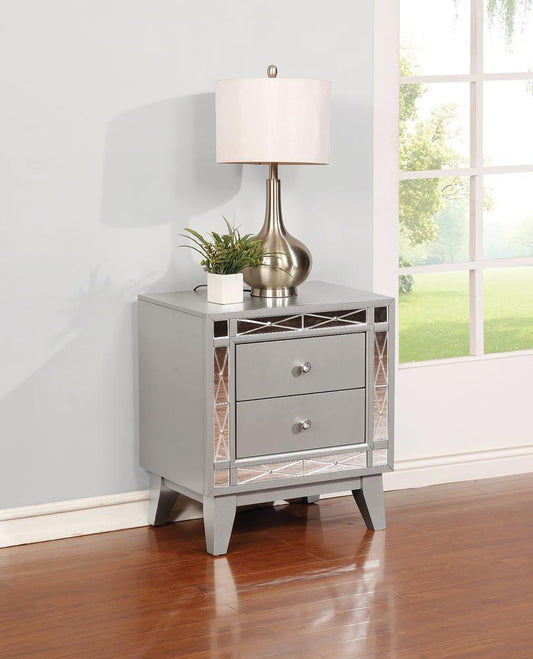 Leighton - Leighton 2-drawer Nightstand Metallic Mercury