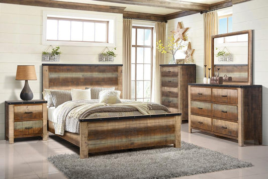 Sembene - Sembene California King Panel Bed Antique Multi-color