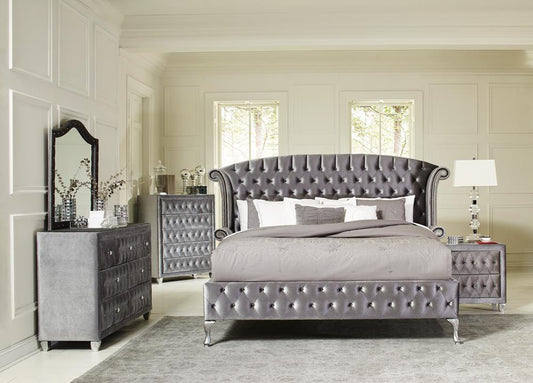 Deanna - Deanna 5-piece Tufted California King Bedroom Set Grey