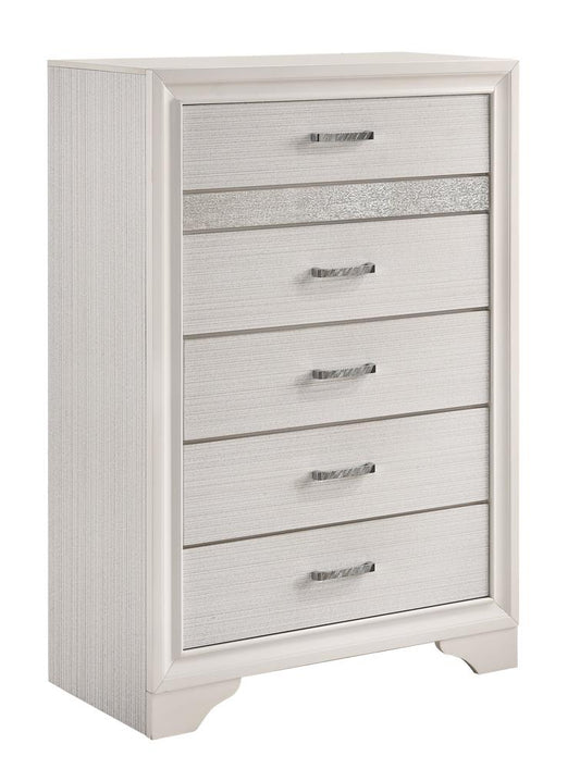 Miranda - Miranda 5-drawer Chest White and Rhinestone