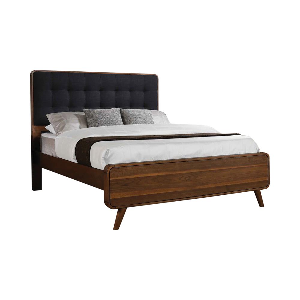 Robyn - Robyn Eastern King Bed with Upholstered Headboard Dark Walnut