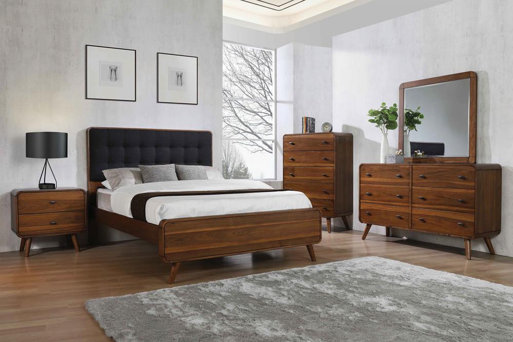 Robyn - Robyn Eastern King Bed with Upholstered Headboard Dark Walnut