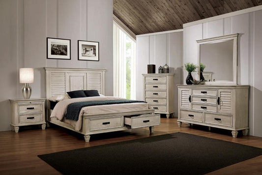 Franco - Franco 5-piece California King Storage Bedroom Set Antique White