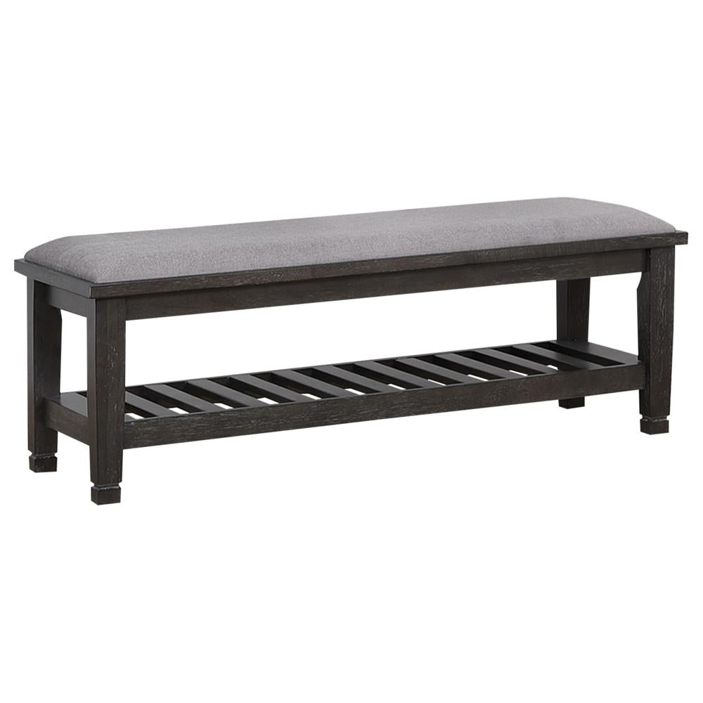 Franco - Franco Upholstered Bench with Slatted Shelf Weathered Sage