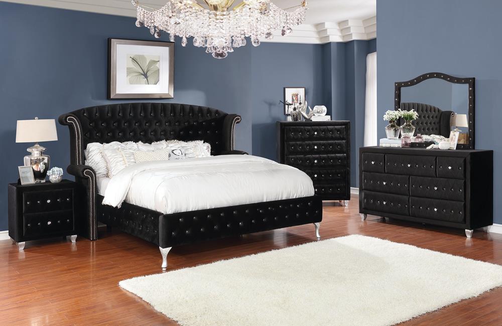 Deanna - Deanna Eastern King Tufted Upholstered Bed Black