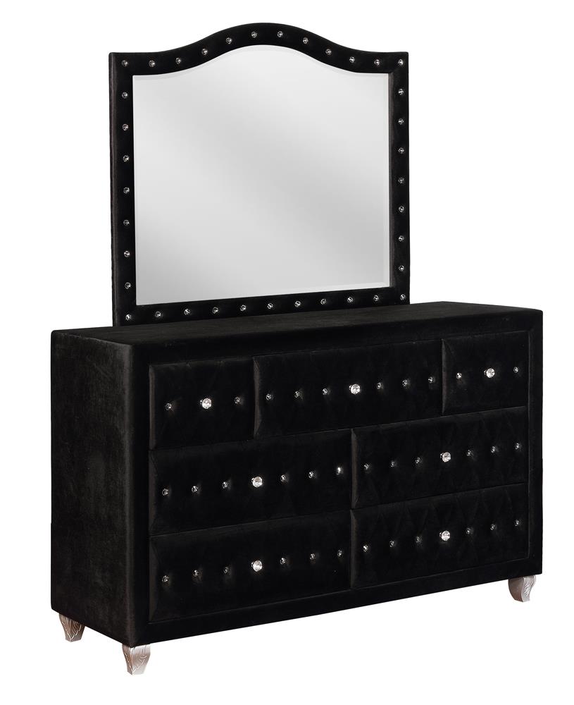 Deanna - Deanna Button Tufted Mirror Black