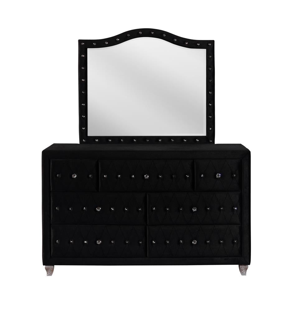 Deanna - Deanna Button Tufted Mirror Black