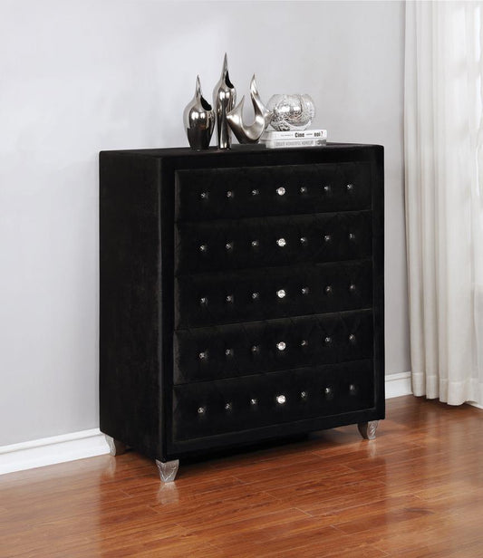 Deanna - Deanna 5-drawer Rectangular Chest Black