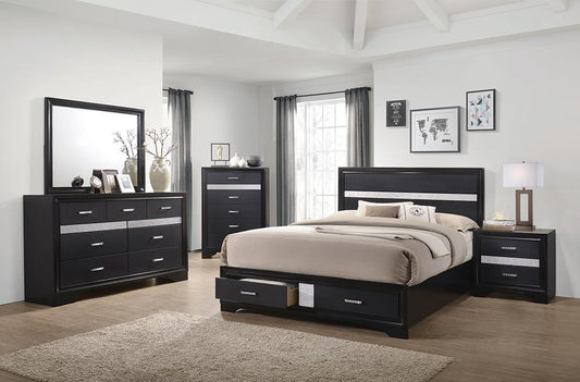 Miranda - Miranda Eastern King 2-drawer Storage Bed Black