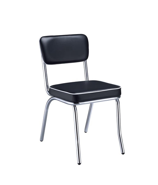 Retro - Retro Open Back Side Chairs Black and Chrome (Set of 2)