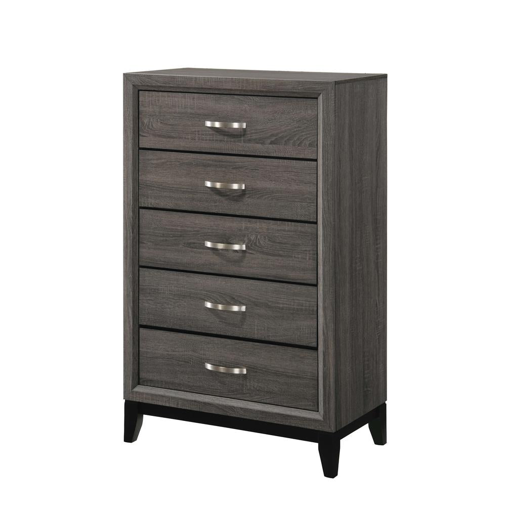 Watson - Watson 5-drawer Chest Grey Oak and Black