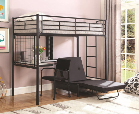 Jenner - Jenner Twin Futon Workstation Loft Bed Black