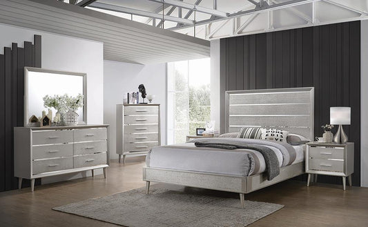Ramon - Ramon 5-piece Queen Panel Bedroom Set Metallic Sterling
