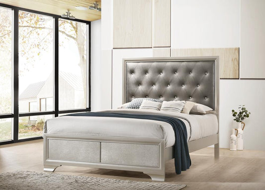 Salford - Salford Eastern King Panel Bed Metallic Sterling and Charcoal Grey