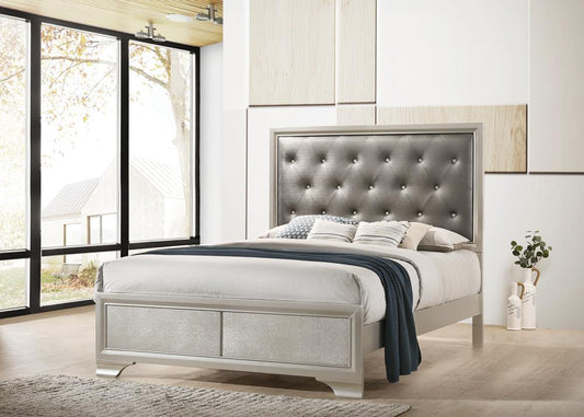 Salford - Salford Queen Panel Bed Metallic Sterling and Charcoal Grey