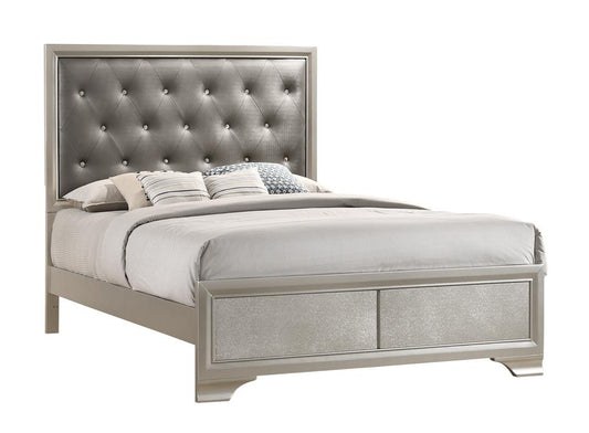 Salford - Salford Queen Panel Bed Metallic Sterling and Charcoal Grey