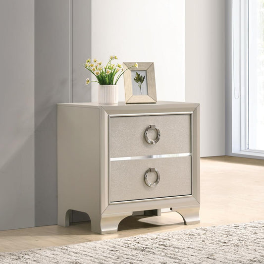 Salford - Salford 2-drawer Nightstand Metallic Sterling
