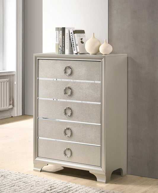 Salford - Salford 5-drawer Chest Metallic Sterling