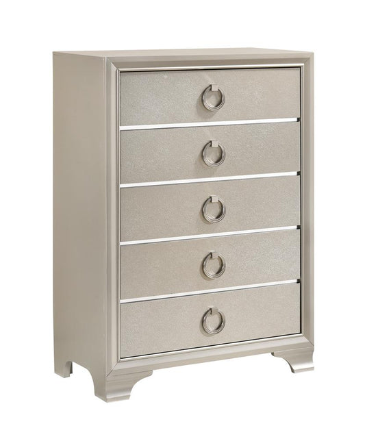 Salford - Salford 5-drawer Chest Metallic Sterling
