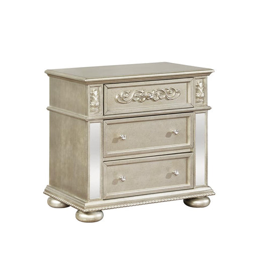 Heidi - Heidi 3-drawer Nightstand Metallic Platinum