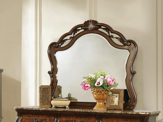 Exeter - Exeter Arched Dresser Mirror Dark Burl