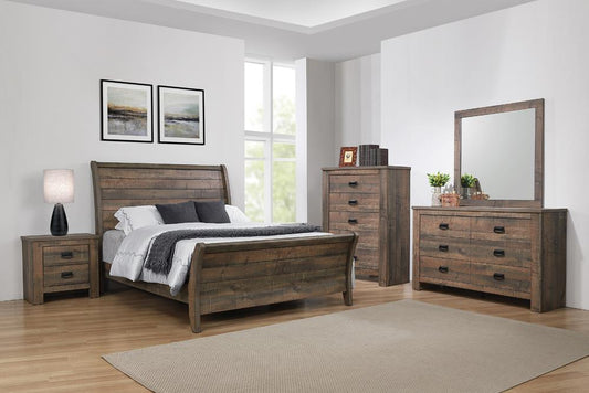 Frederick - Frederick Eastern King Sleigh Panel Bed Weathered Oak