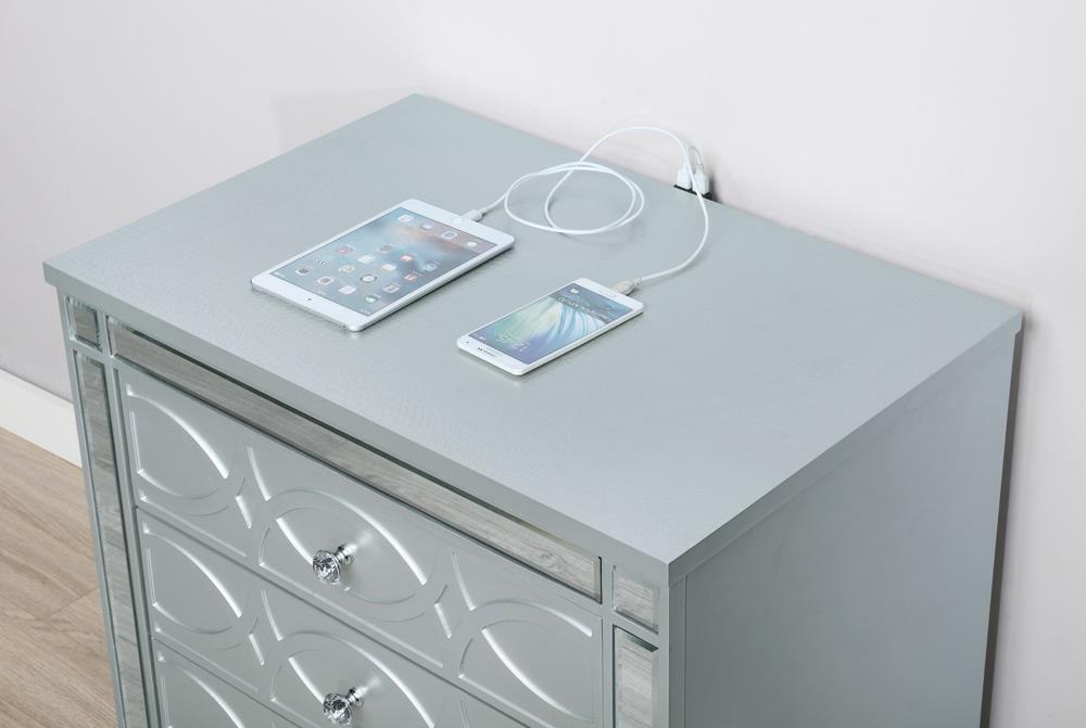 Gunnison - Gunnison 2-drawer Nightstand Silver Metallic