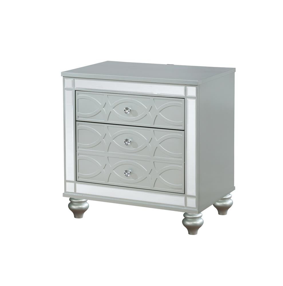 Gunnison - Gunnison 2-drawer Nightstand Silver Metallic