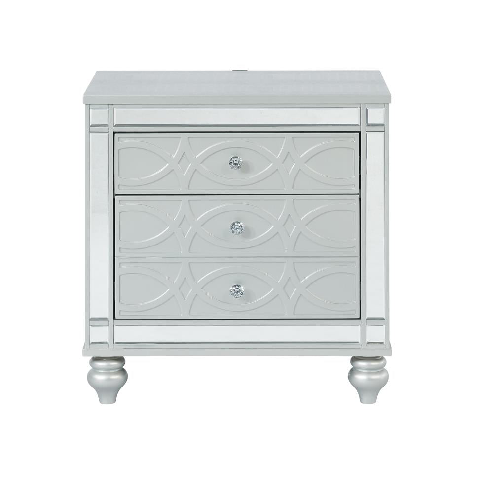 Gunnison - Gunnison 2-drawer Nightstand Silver Metallic