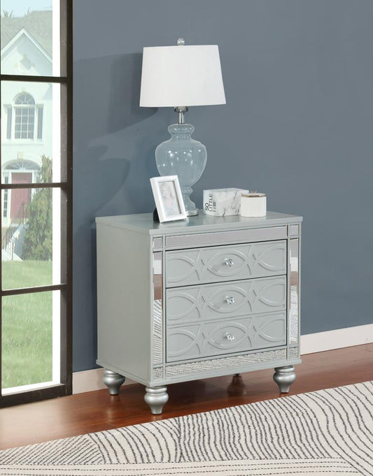 Gunnison - Gunnison 2-drawer Nightstand Silver Metallic