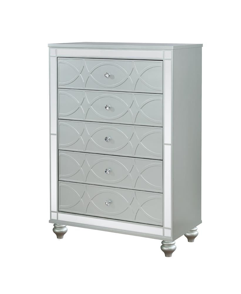 Gunnison - Gunnison 5-drawer Chest Silver Metallic